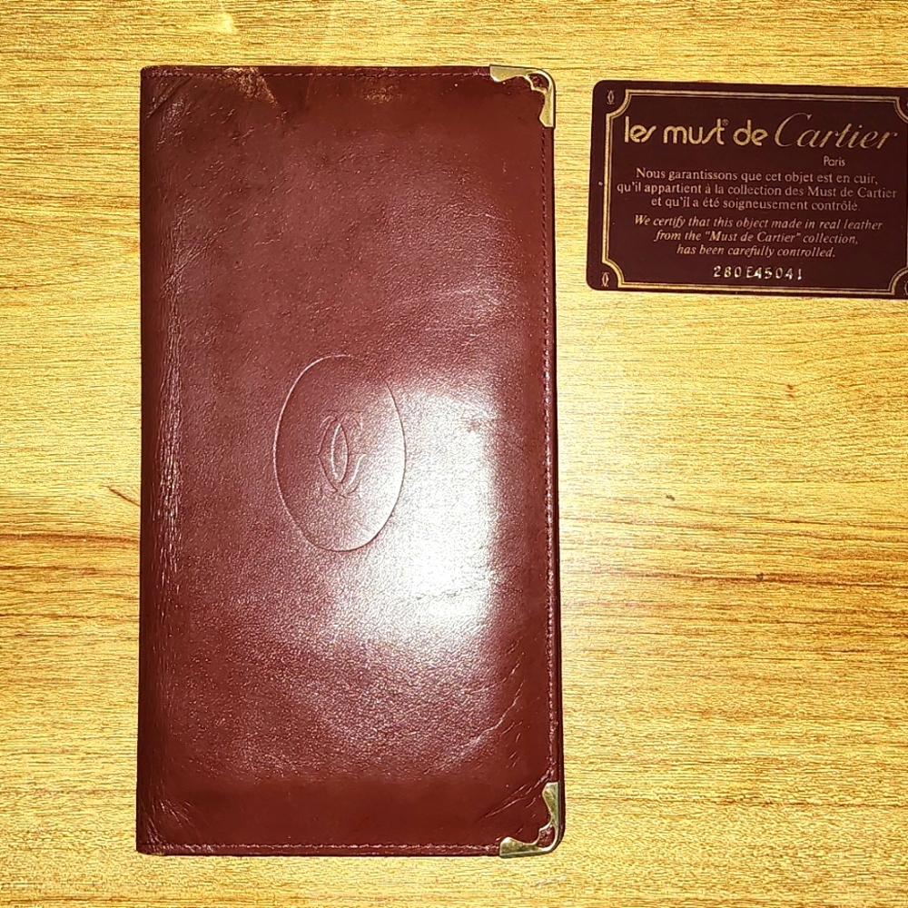 Cartier Long Wallet Red Bordeaux Unisex Wallet